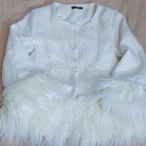 SHEIN Coat With Faux Fur/ White/Sz L/ NWOT